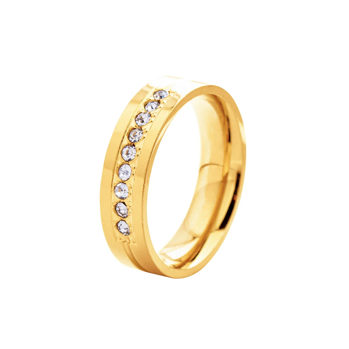 Couple Rings Stainless Steel Geometric Electroplating Zircon Jewelry - Image 6