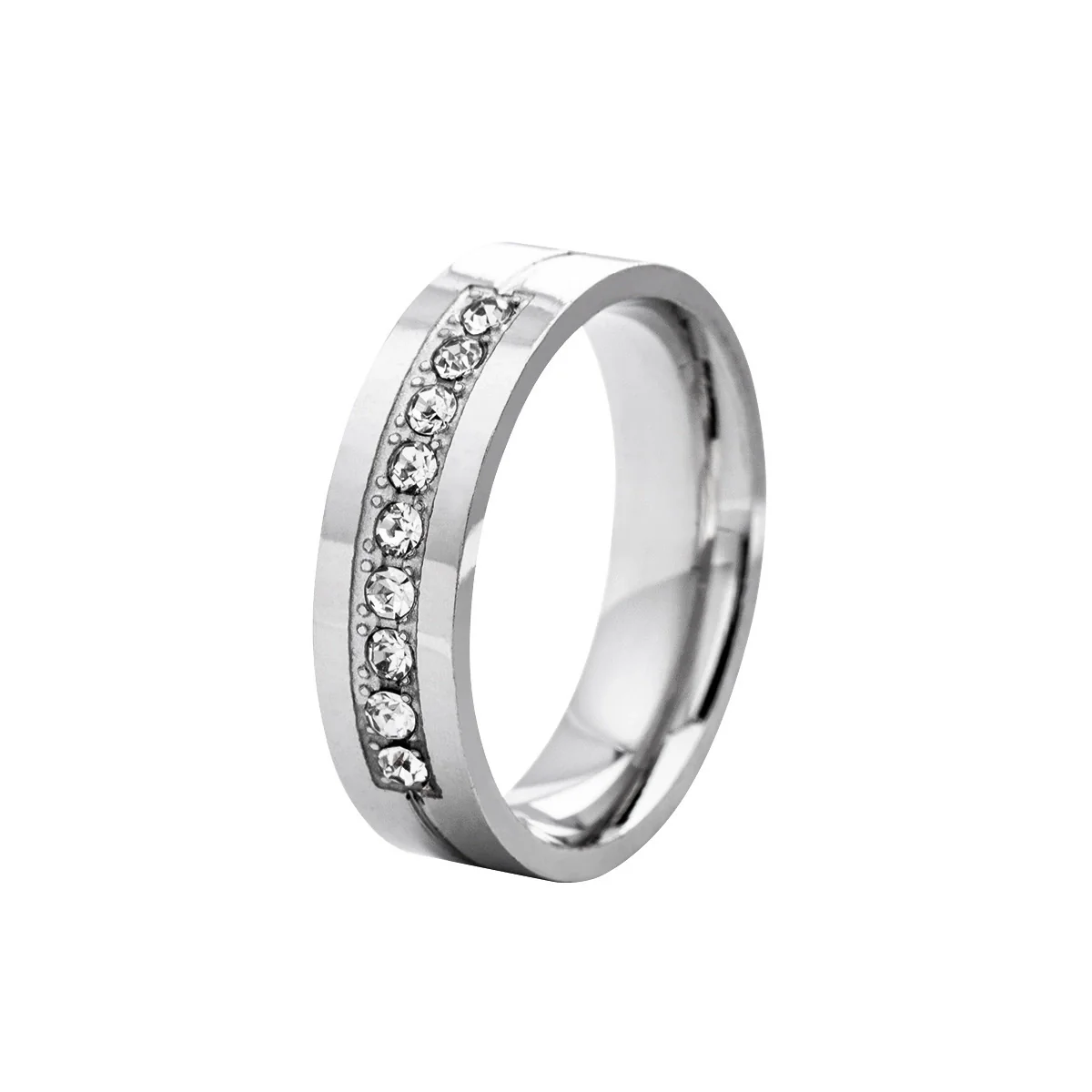 Couple Rings Stainless Steel Geometric Electroplating Zircon Jewelry - Image 8
