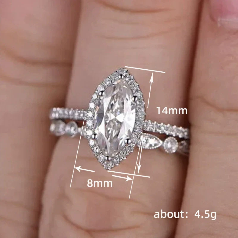 Couple Set Ring Copper Geometric Zircon Style - Image 5