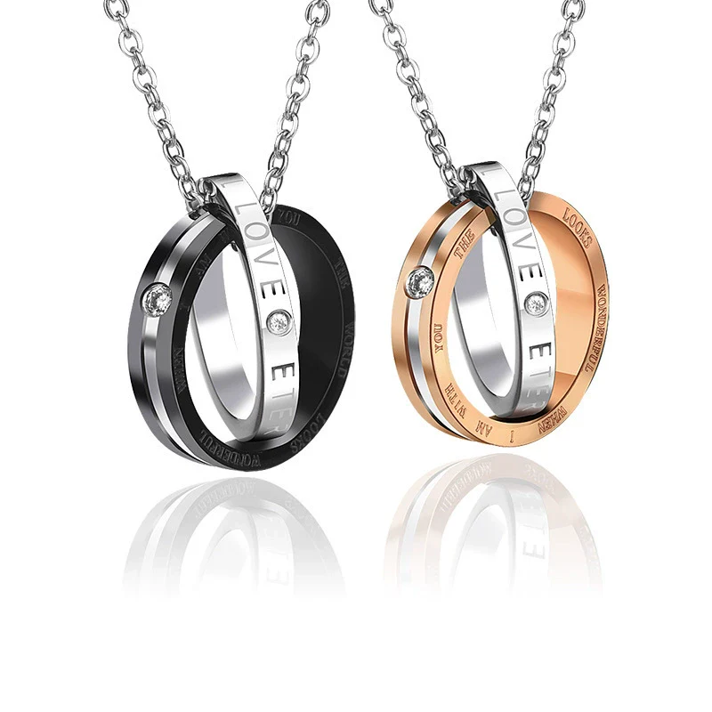 Couple Titanium Steel Electroplated Ball Chain Hiphop Pendant Necklace Trendy Light Luxury Jewelry