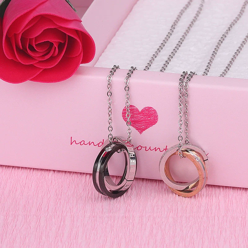 Couple Titanium Steel Electroplated Ball Chain Hiphop Pendant Necklace Trendy Light Luxury Jewelry - Image 4