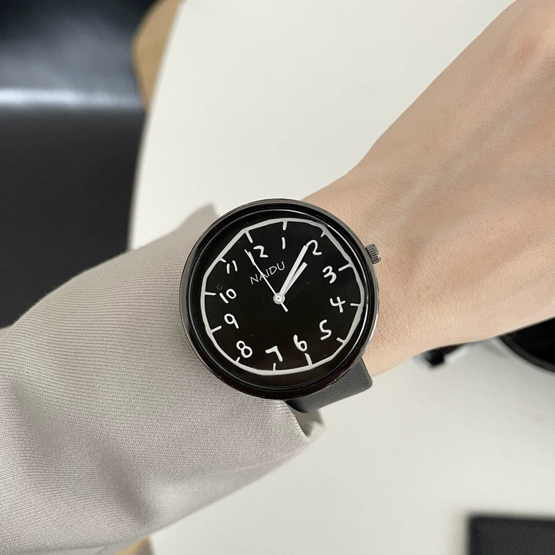 Couple Watch Alloy Case Ordinary Glass Mirror Black And White Graffiti Leisure Style - Image 4
