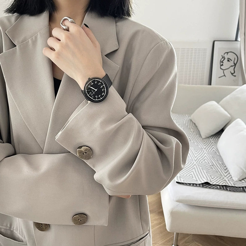 Couple Watch Alloy Case Ordinary Glass Mirror Black And White Graffiti Leisure Style - Image 5