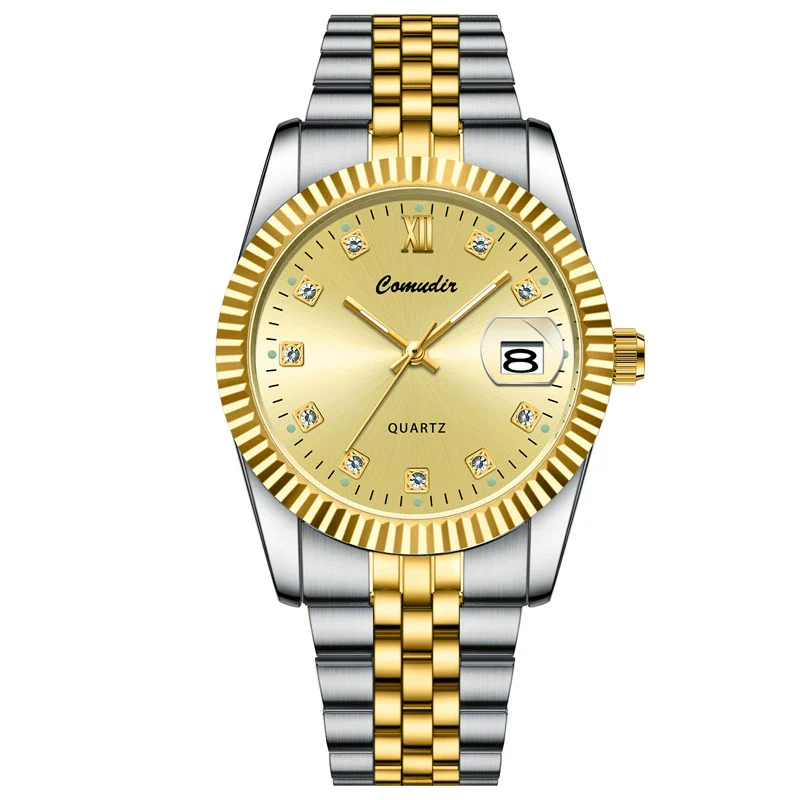Couple Watches Alloy Stainless Steel Round Casual Quartz Business Style Waterproof Luminous Calendar - Image 4