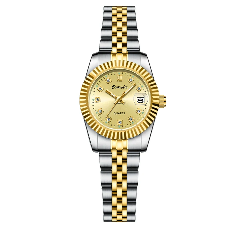 Couple Watches Alloy Stainless Steel Round Casual Quartz Business Style Waterproof Luminous Calendar - Image 5