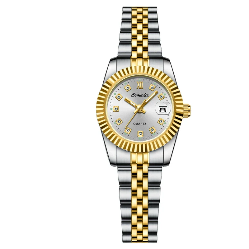 Couple Watches Alloy Stainless Steel Round Casual Quartz Business Style Waterproof Luminous Calendar - Image 7