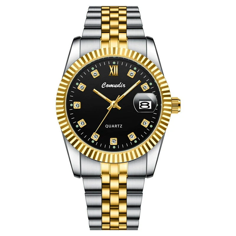 Couple Watches Alloy Stainless Steel Round Casual Quartz Business Style Waterproof Luminous Calendar - Image 8