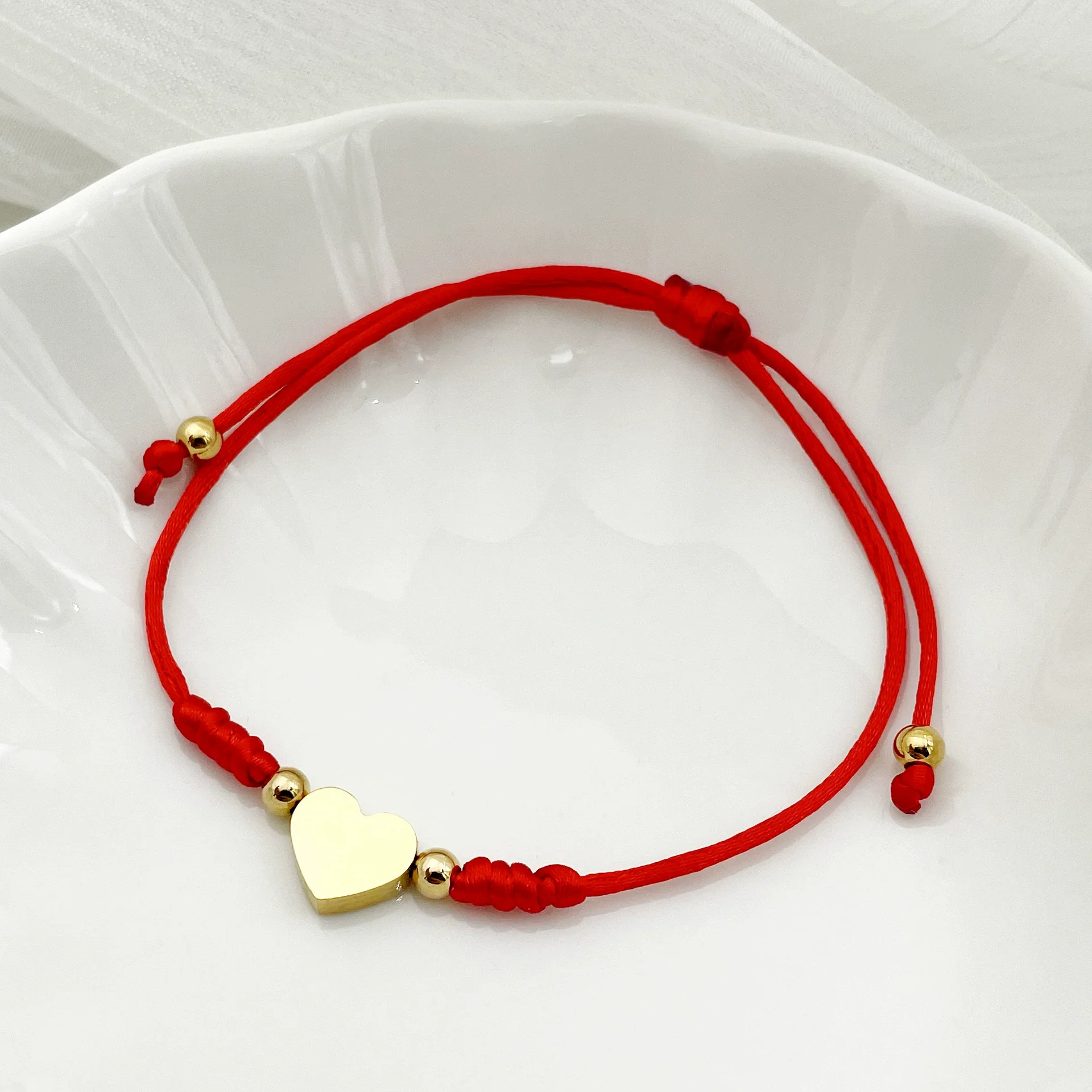 Couple Woven Red Rope Stainless Steel Heart Shape Love Bracelet Electroplated - Image 6