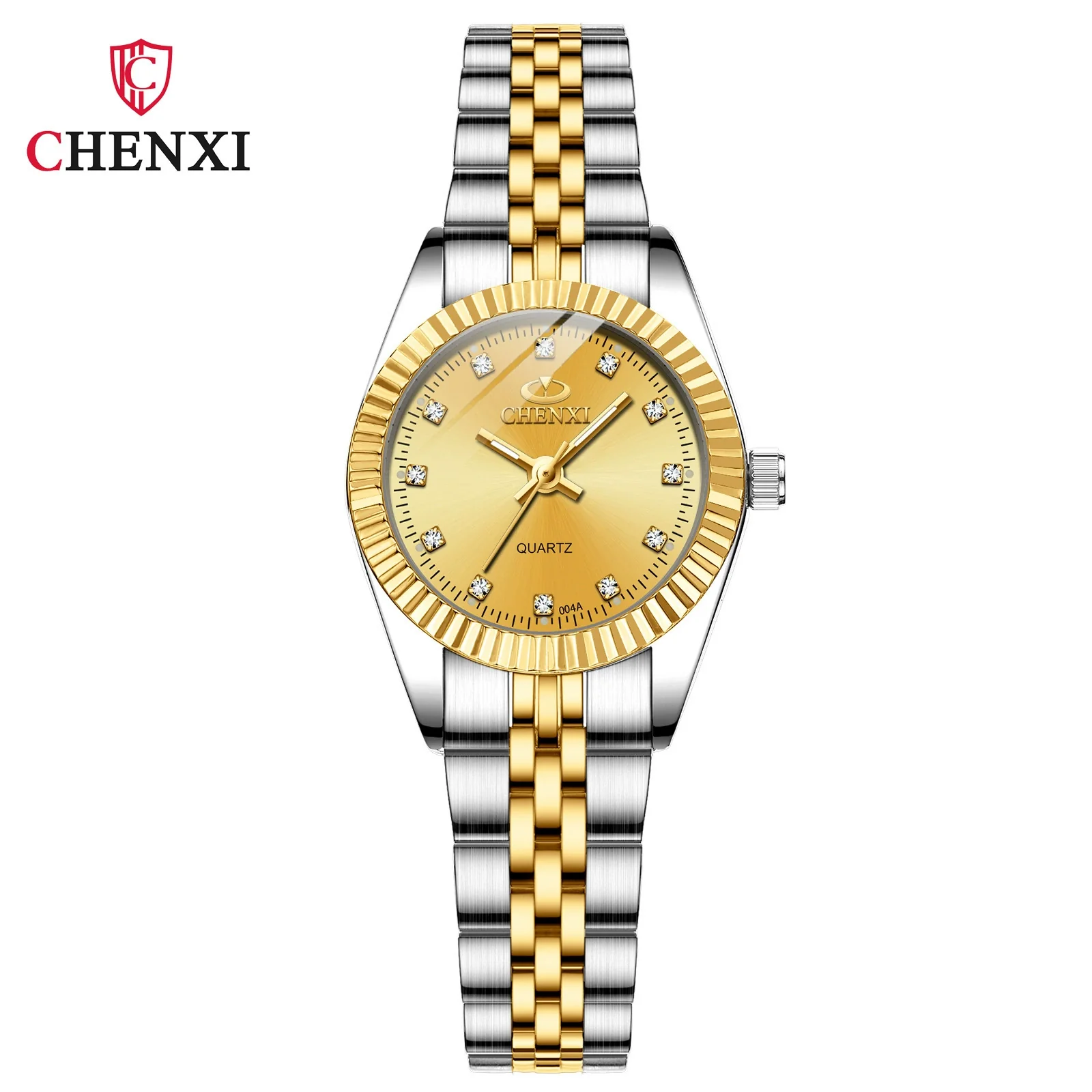 Couple's Business Style Quartz Watch With Rhinestones Alloy Case Stainless Steel Band And Round Dial - Image 6