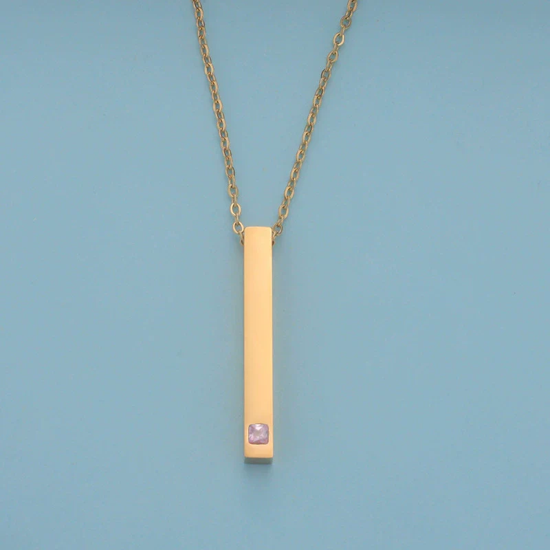 Couples Cuboid Stainless Steel Necklace With Geometric Pattern And Electroplating Treatment - Image 10