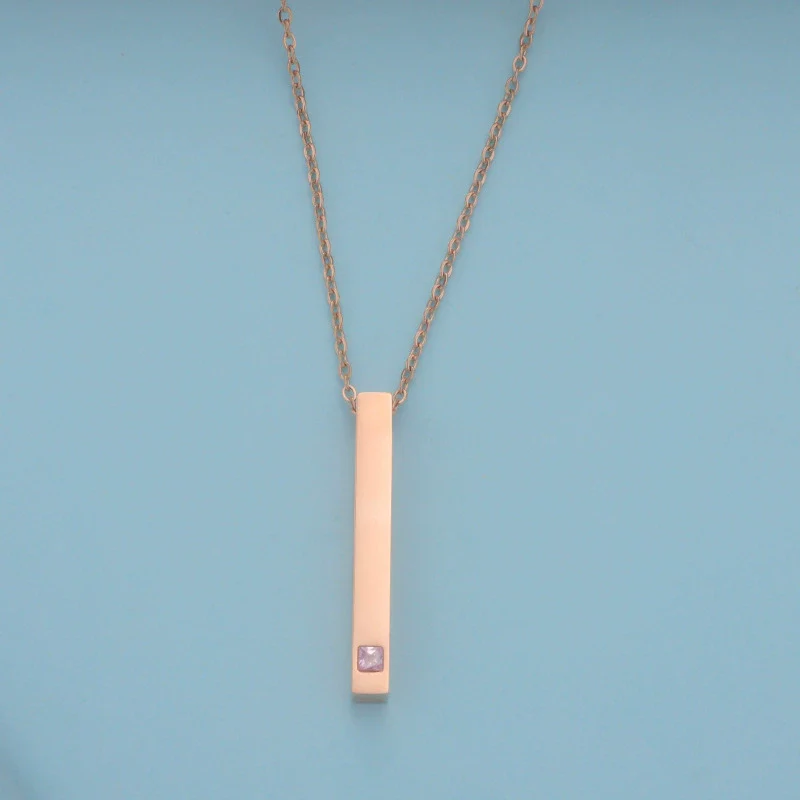 Couples Cuboid Stainless Steel Necklace With Geometric Pattern And Electroplating Treatment - Image 11
