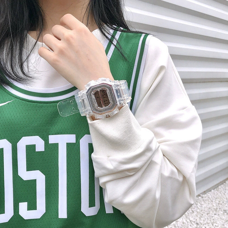 Couple's Electronic Watch Plastic Case Silicone Strap Square Dial Simple Fashionable - Image 4