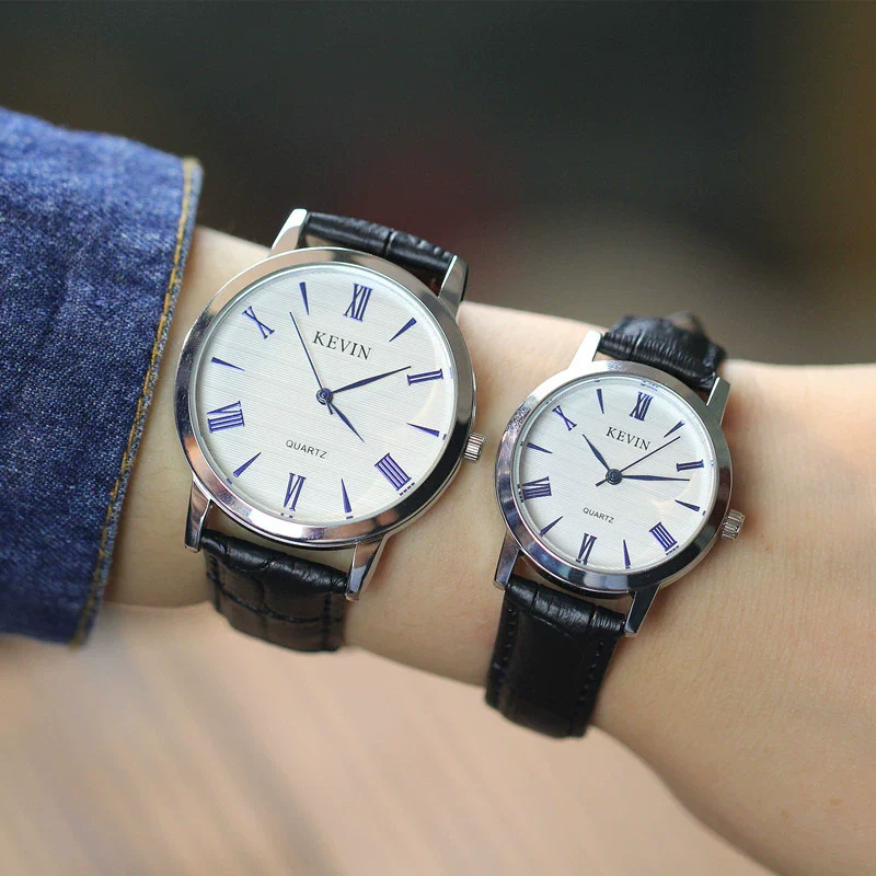 Couple's Genuine Leather And Alloy Watch Round Dial Pin Buckle Style - Image 2