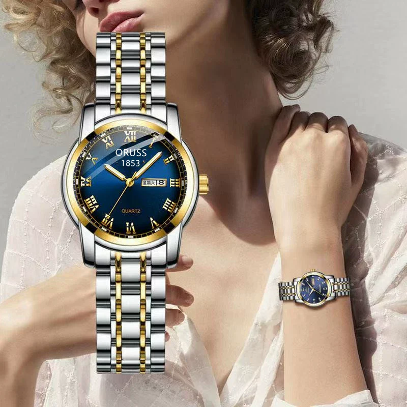 Couple's Leisure Quartz Watch With Alloy Case And Stainless Steel Strap - Image 4