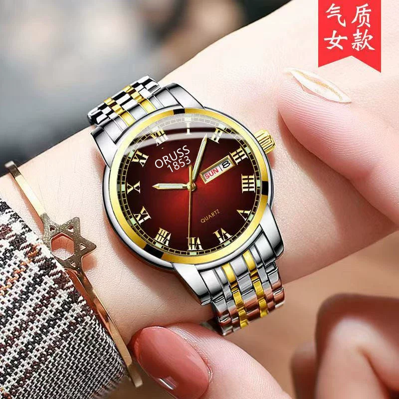 Couple's Leisure Quartz Watch With Alloy Case And Stainless Steel Strap - Image 8