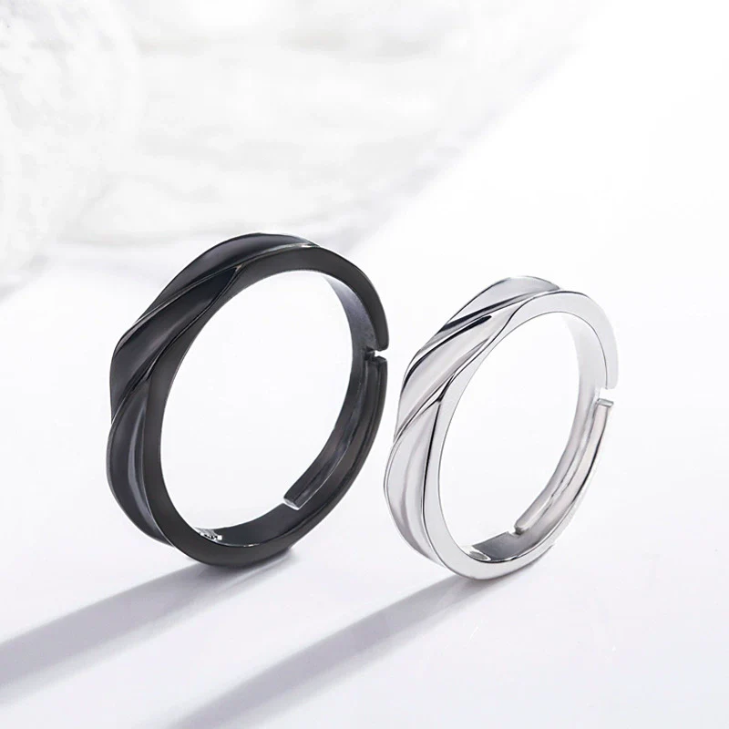 Couple's Ring S925 Sterling Silver Geometric Style Electroplated Jewelry