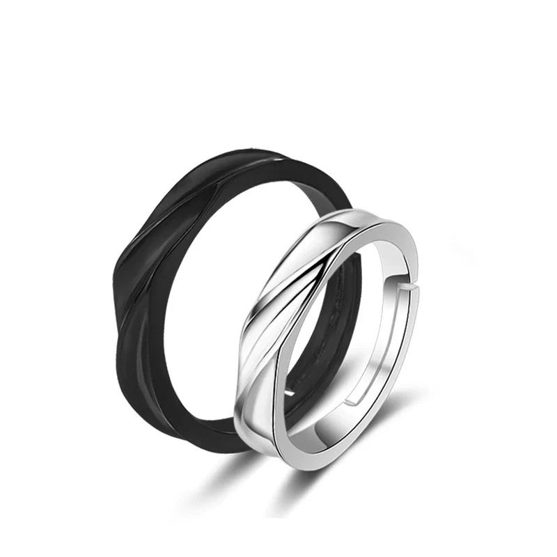 Couple's Ring S925 Sterling Silver Geometric Style Electroplated Jewelry - Image 5