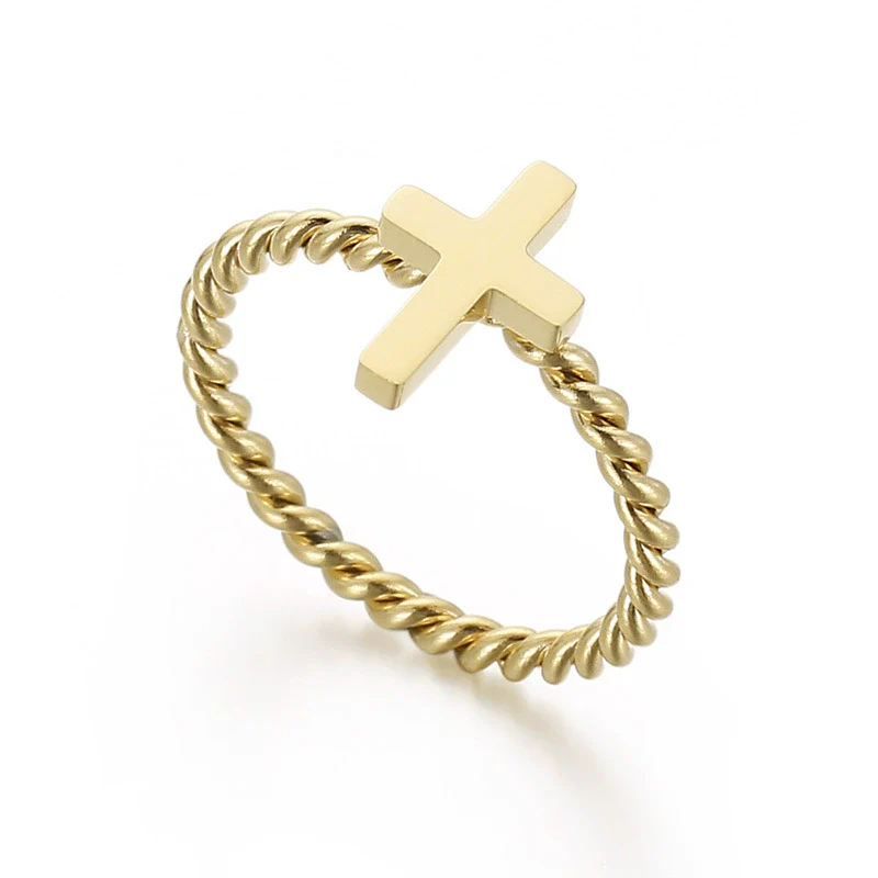Creative Trend Cross Ring Twist Couple Gift Titanium Steel Geometric Ring - Image 6
