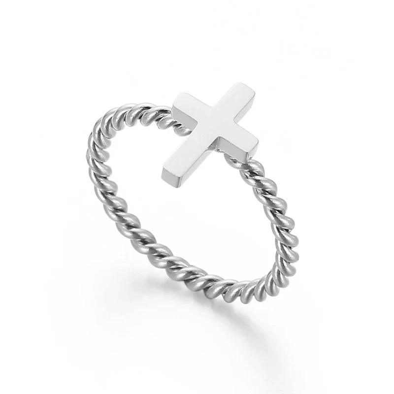 Creative Trend Cross Ring Twist Couple Gift Titanium Steel Geometric Ring - Image 7