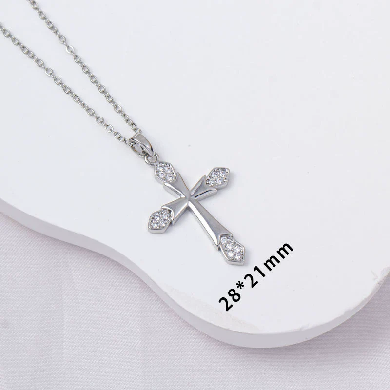 Cross Necklace Copper Retro Style Electroplated For Women - Image 3