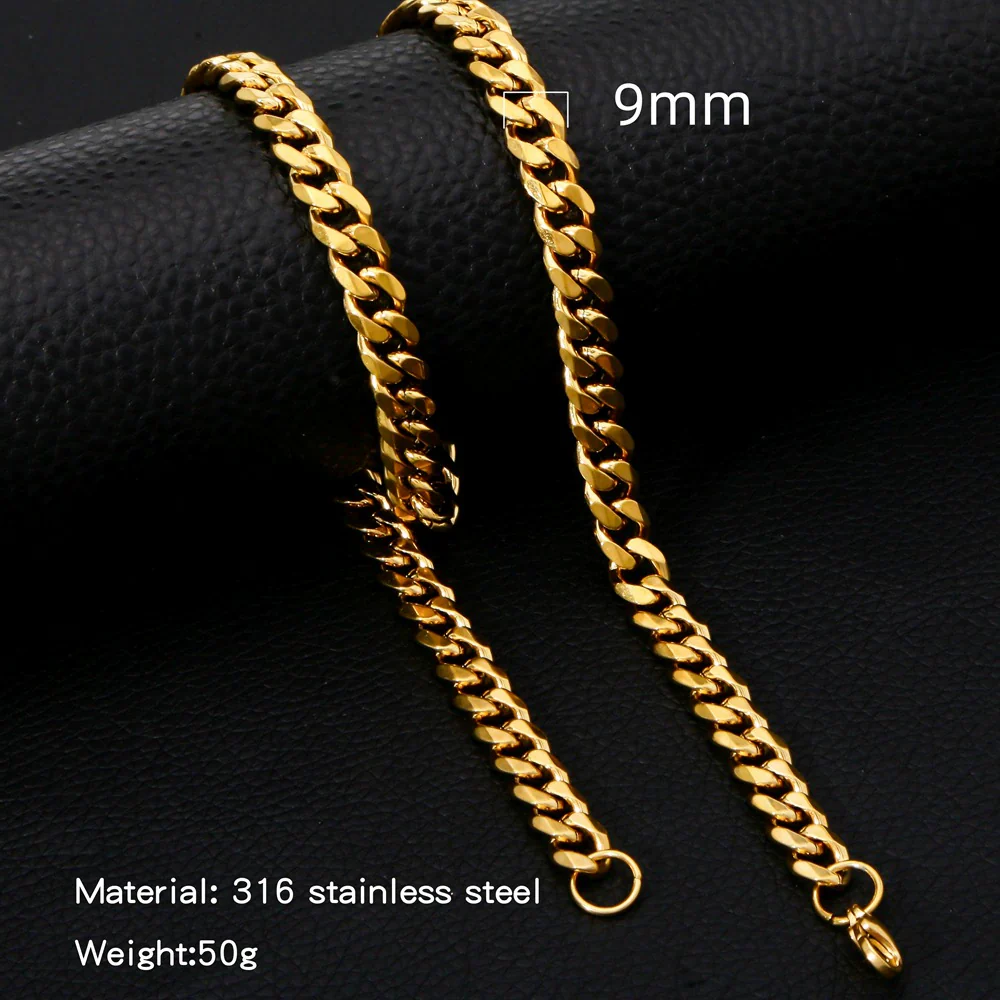 Cuban Chain Necklace Hip Hop Street Culture Wave Pattern Electroplated For Men And Women - Image 10