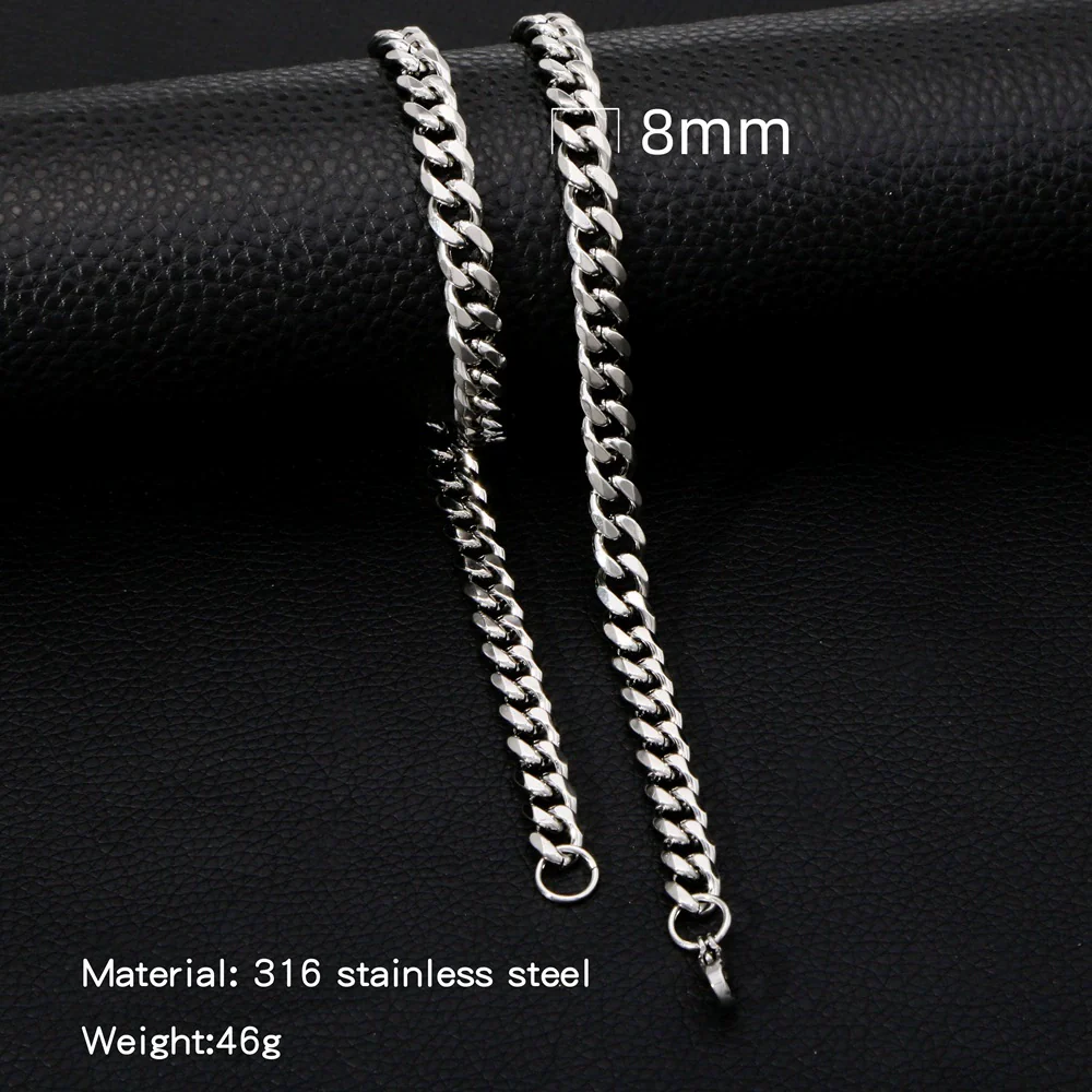 Cuban Chain Necklace Hip Hop Street Culture Wave Pattern Electroplated For Men And Women - Image 14