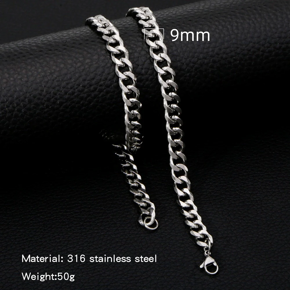 Cuban Chain Necklace Hip Hop Street Culture Wave Pattern Electroplated For Men And Women - Image 15