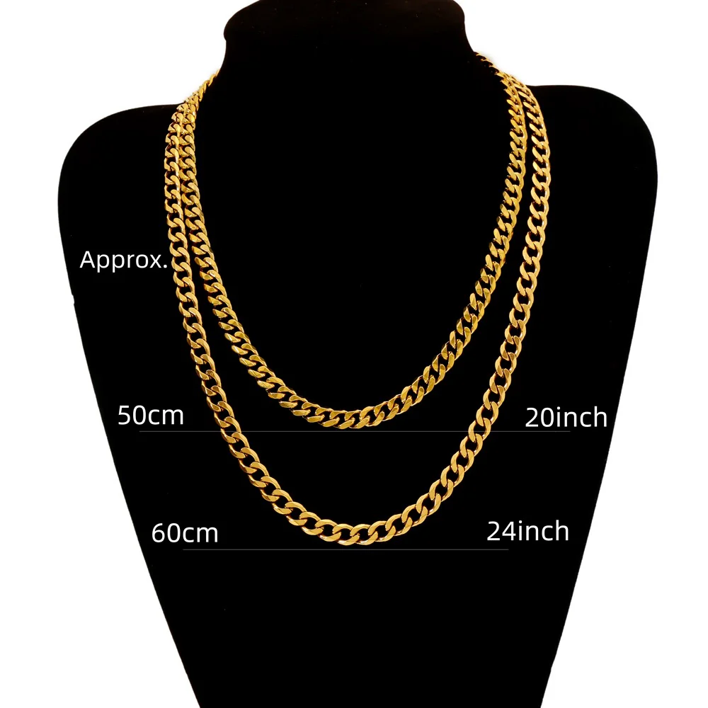 Cuban Chain Necklace Hip Hop Street Culture Wave Pattern Electroplated For Men And Women - Image 4