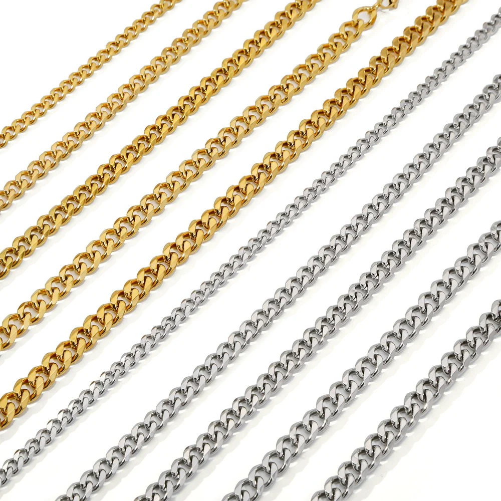 Cuban Chain Necklace Hip Hop Street Culture Wave Pattern Electroplated For Men And Women - Image 5