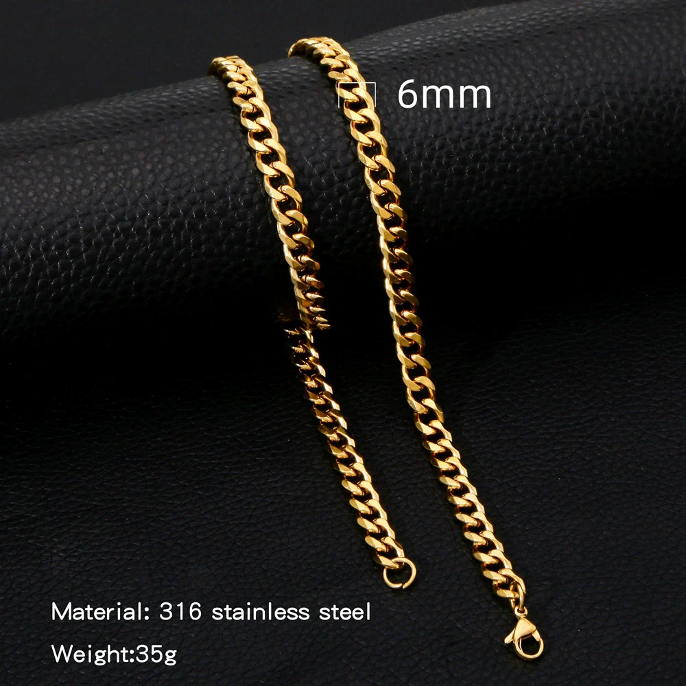 Cuban Chain Necklace Hip Hop Street Culture Wave Pattern Electroplated For Men And Women - Image 7
