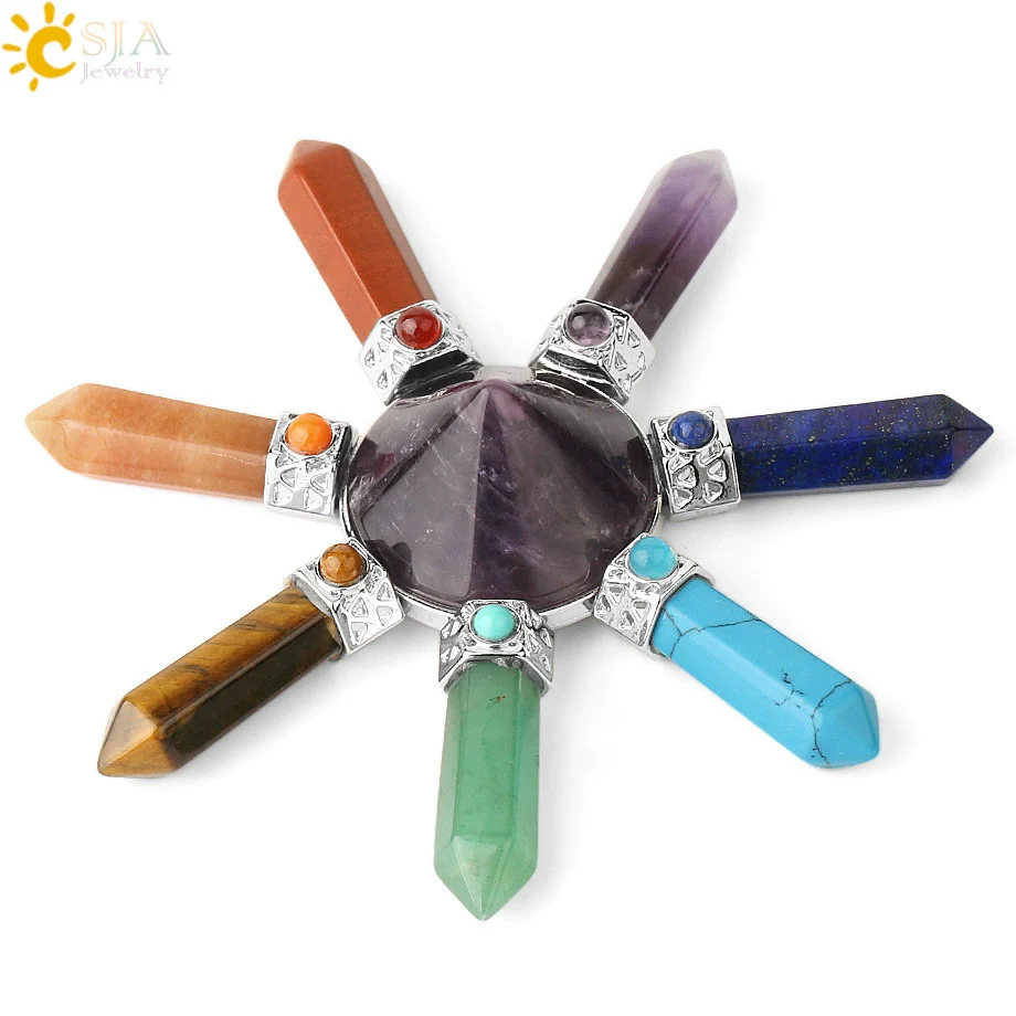 Decorative Jewelry Natural Crystal Cone Obsidian Amethyst Unisex Necklace