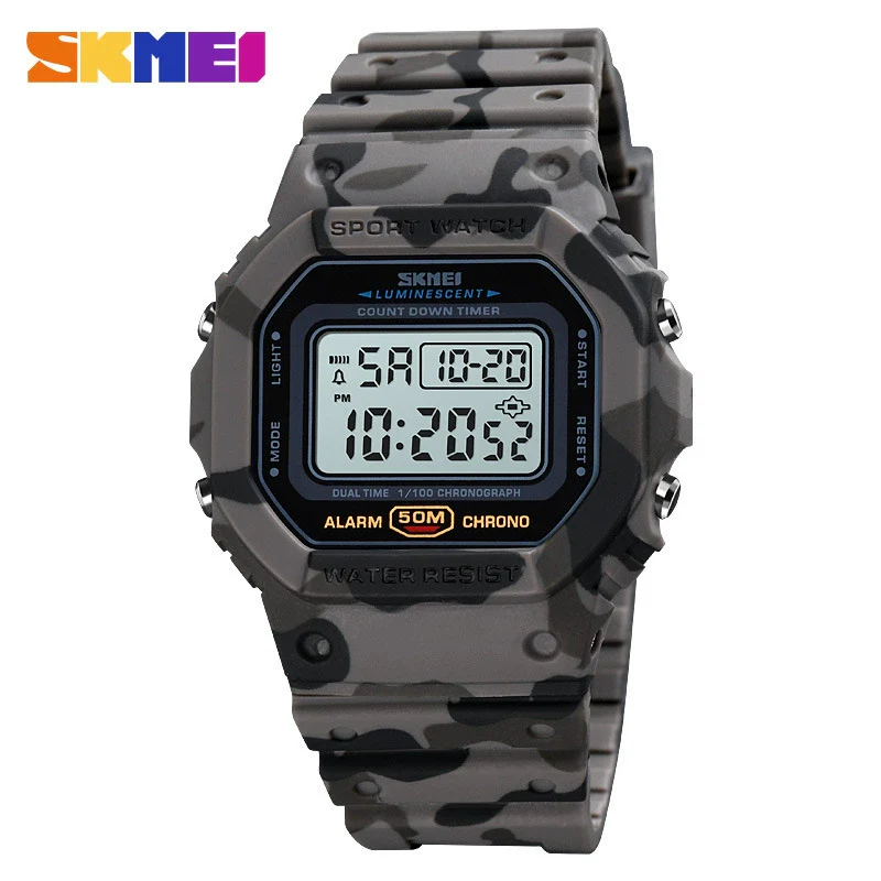 Digital Electronic Watch Plastic Geometric Style Round Shockproof Outdoor Sports Watch For Men - Image 11