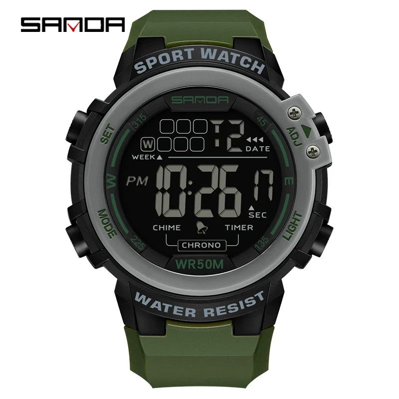 Digital Watch Multifunctional Youth Watch Fashion Trendy Luminous Student Watch Round Acrylic Mirror Abs Tpu Simple Natural - Image 3