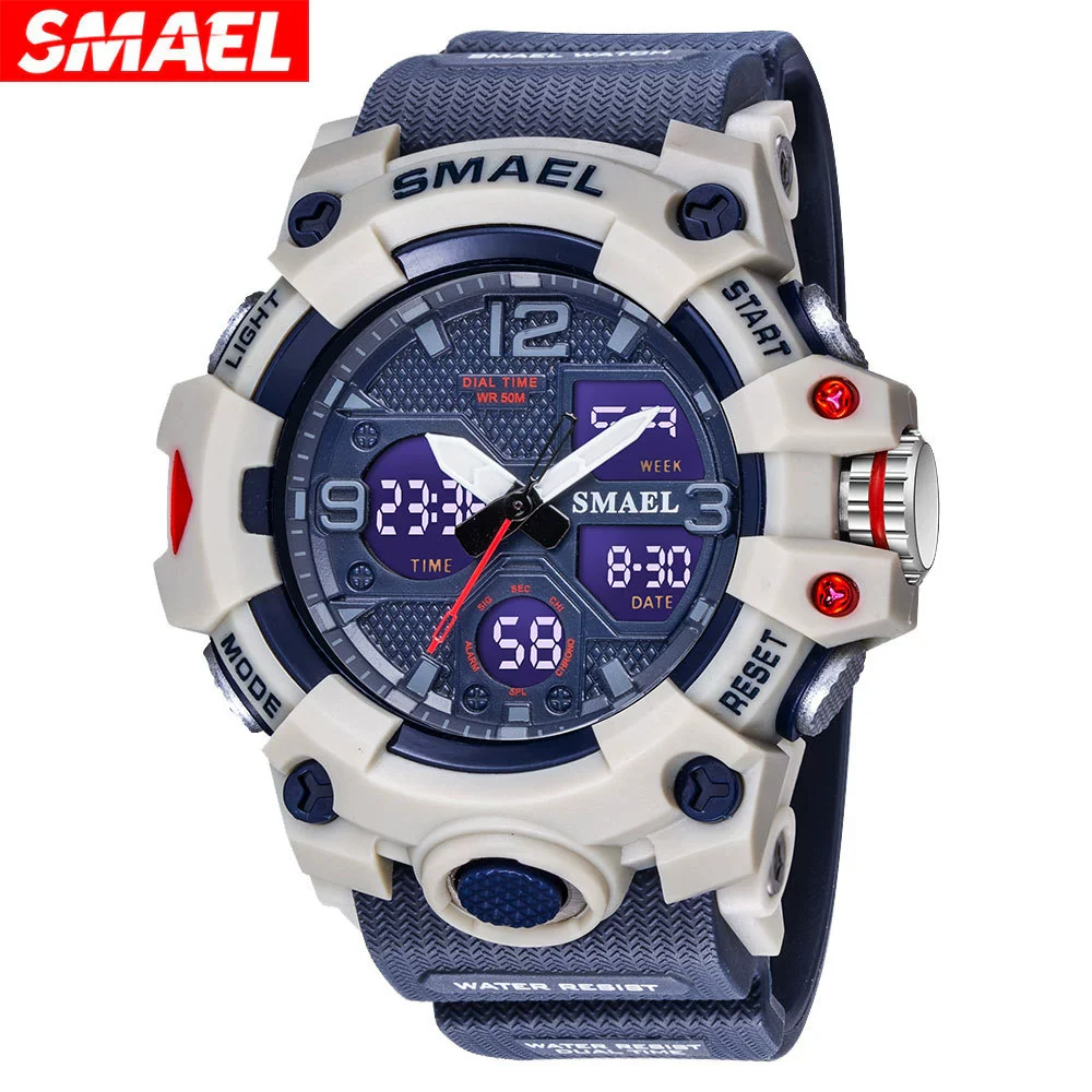 Digital Watch Plastic Pu Organic Glass Mirror Round Dial Sports Style For Middle School Students - Image 3