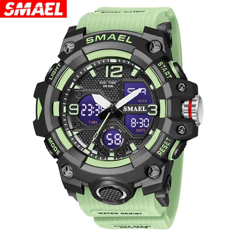 Digital Watch Plastic Pu Organic Glass Mirror Round Dial Sports Style For Middle School Students - Image 4