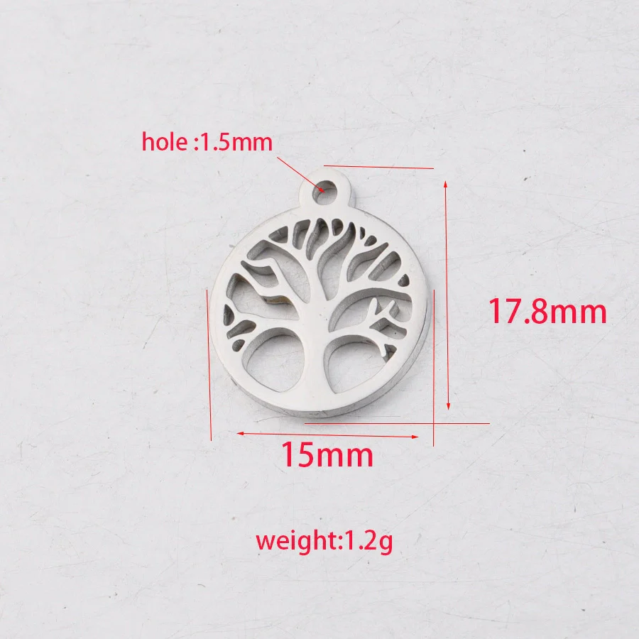 Diy Jewelry Accessories Round Hollow Life Tree Pendant Stainless Steel Mirror Polished - Image 2