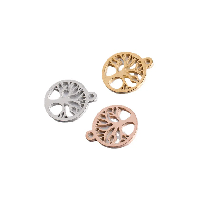 Diy Jewelry Accessories Round Hollow Life Tree Pendant Stainless Steel Mirror Polished - Image 5