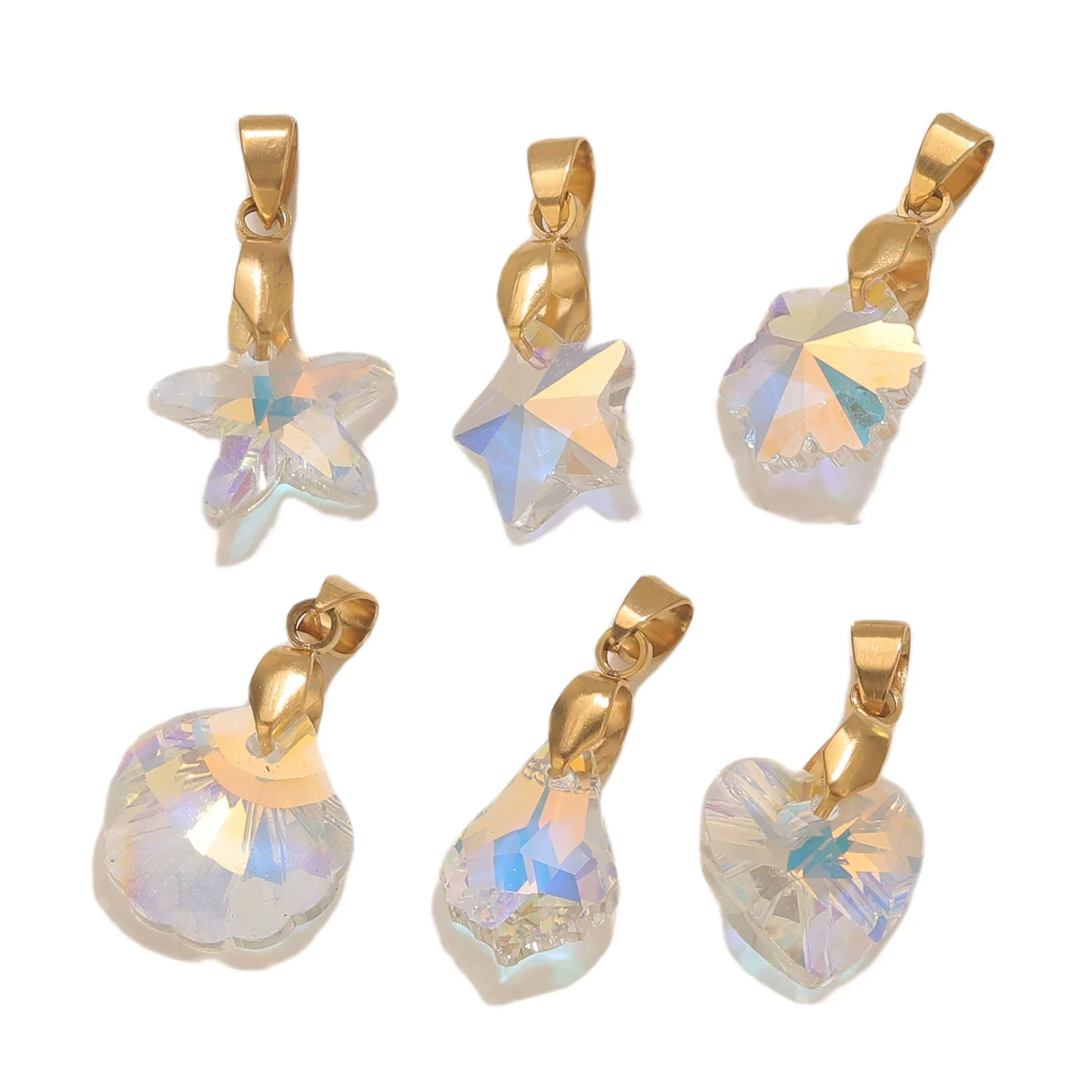 Diy Jewelry Accessories Stainless Steel Crystal Pendant With Starfish Fivepointed Star Heartshaped Electroplated - Image 4