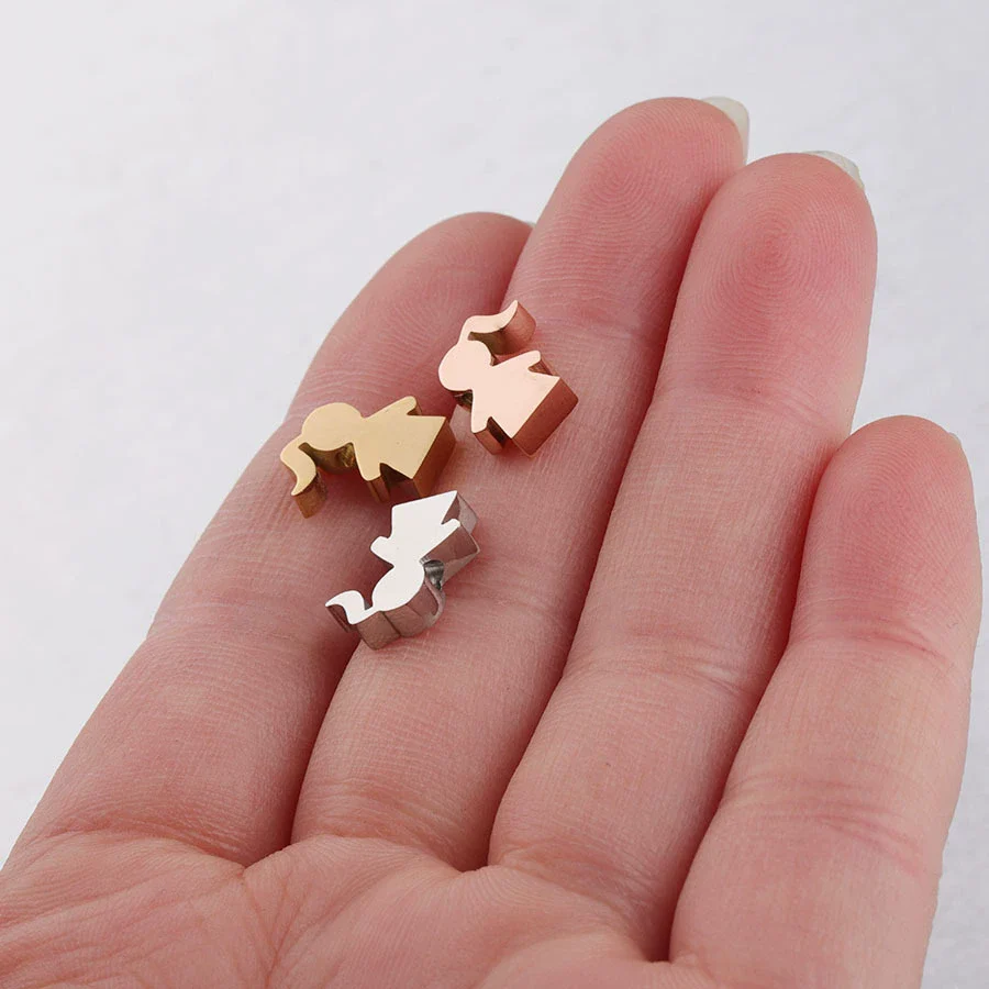 Diy Jewelry Accessories Stainless Steel Girl Small Hole Bead Family Member Pendant With Mirror Finish Polishing And Cartoon Character Figure - Image 4