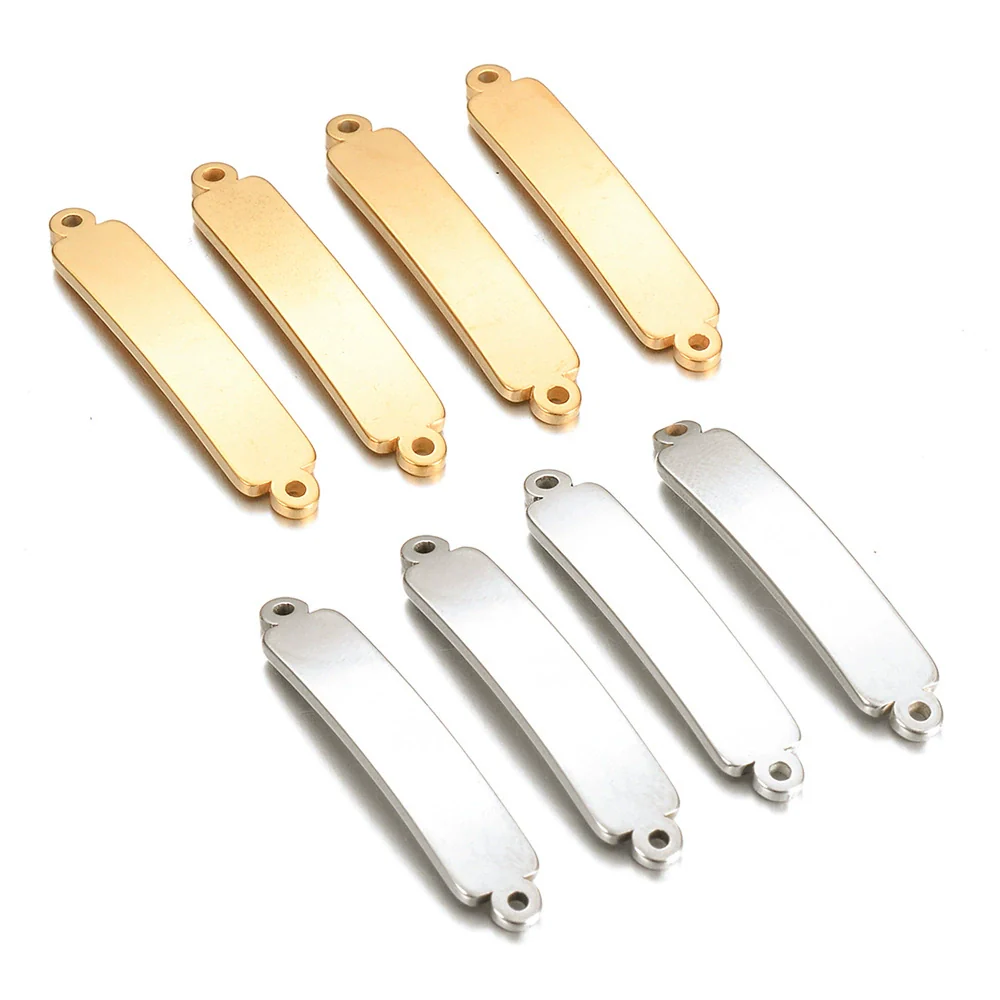 Diy Jewelry Accessories Stainless Steel Rectangular Double Hole Curved Long Bracelet Connector Pendant With Electroplating