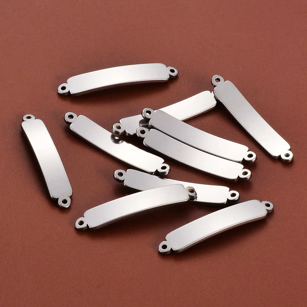 Diy Jewelry Accessories Stainless Steel Rectangular Double Hole Curved Long Bracelet Connector Pendant With Electroplating - Image 3