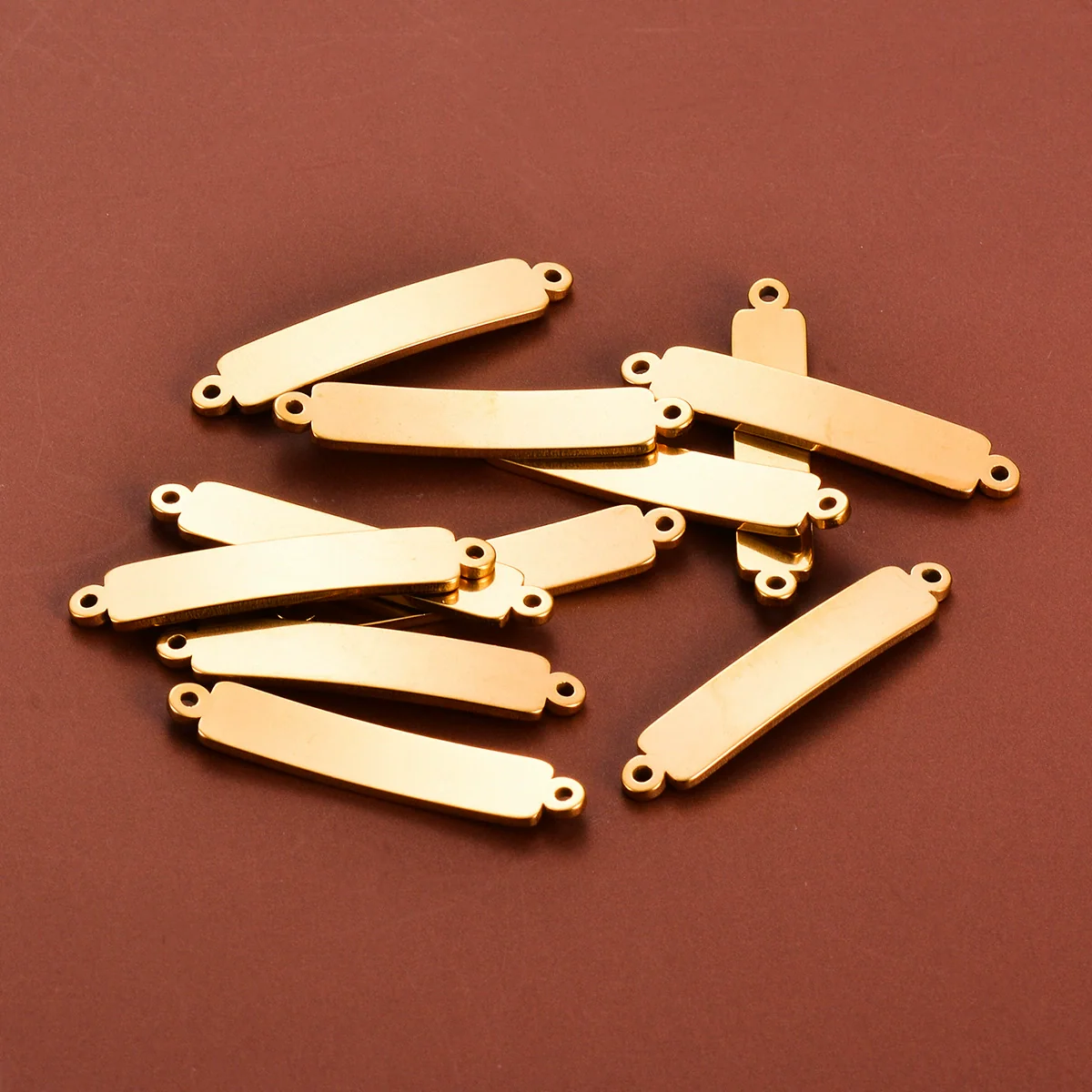 Diy Jewelry Accessories Stainless Steel Rectangular Double Hole Curved Long Bracelet Connector Pendant With Electroplating - Image 4
