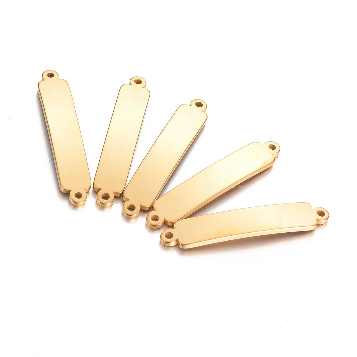 Diy Jewelry Accessories Stainless Steel Rectangular Double Hole Curved Long Bracelet Connector Pendant With Electroplating - Image 5
