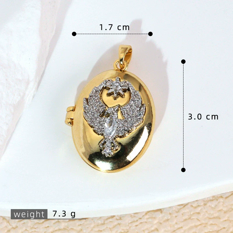 Diy Jewelry Accessories Women's Copper Photo Album Necklace Pendant Inlaid Gold With Crown Heart Shape And Cartoon Characters Electroplated - Image 7