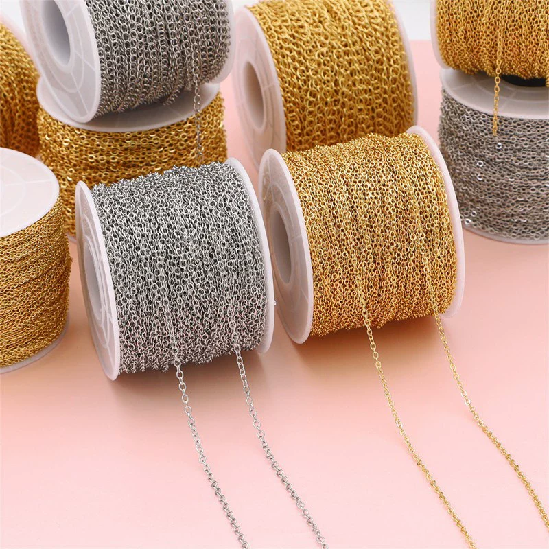 Diy Jewelry Copper Chain Handmade Personality Minimalist 14K Gold Electroplated Accessories - Image 3