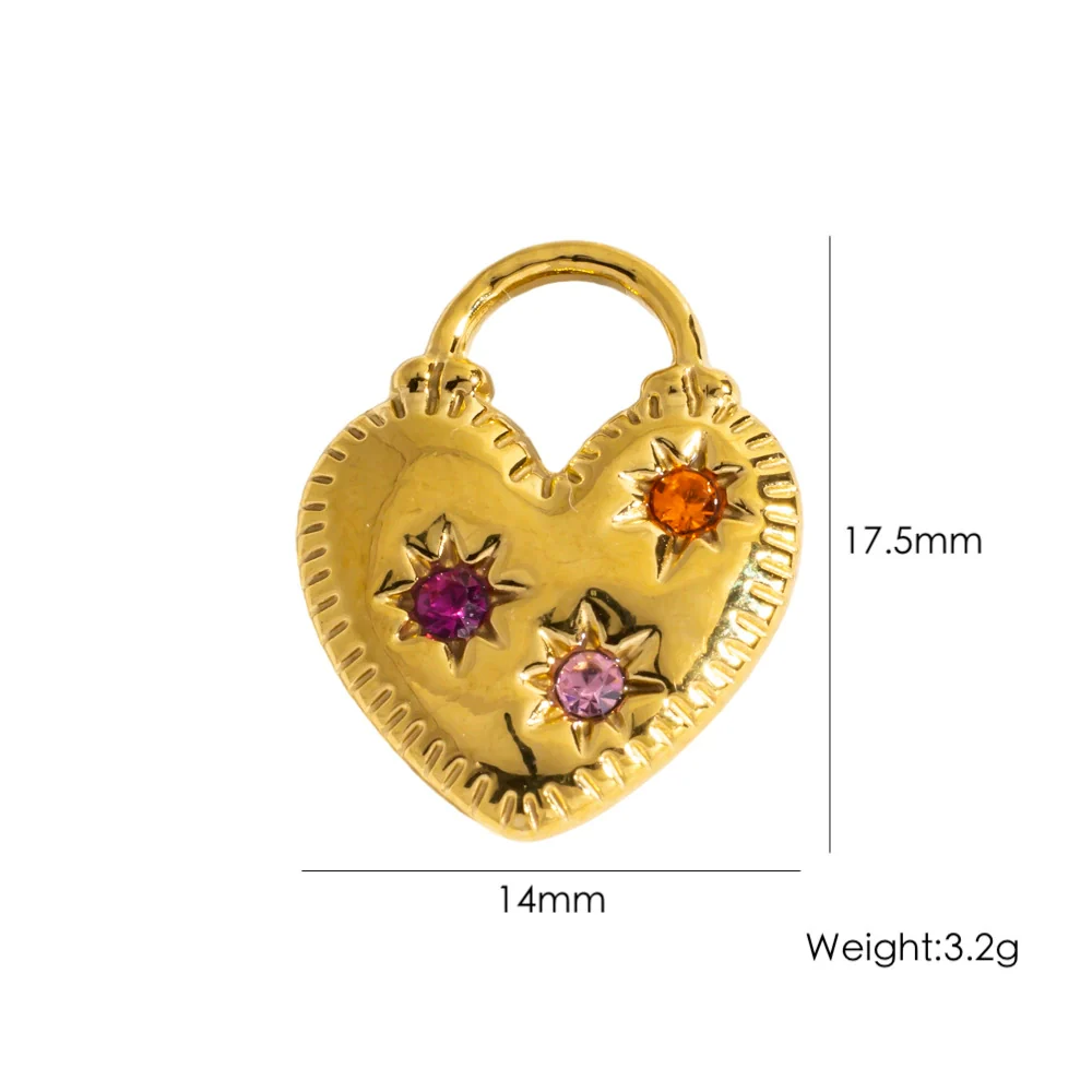 Diy Jewelry Pendant 304 Stainless Steel Colorful Diamondinlaid Peach Heart Pendant Electroplated - Image 15