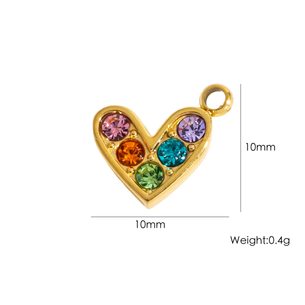 Diy Jewelry Pendant 304 Stainless Steel Colorful Diamondinlaid Peach Heart Pendant Electroplated - Image 6