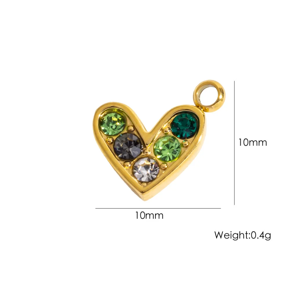 Diy Jewelry Pendant 304 Stainless Steel Colorful Diamondinlaid Peach Heart Pendant Electroplated - Image 7
