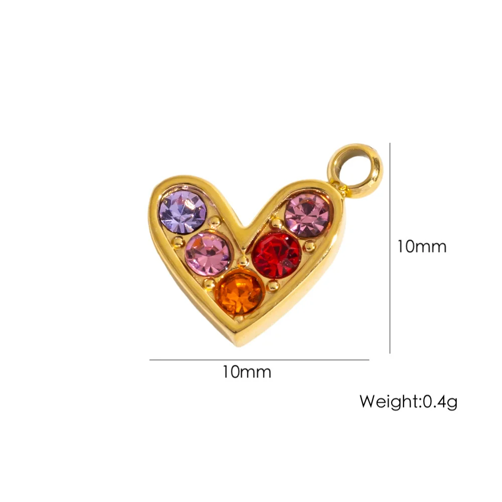 Diy Jewelry Pendant 304 Stainless Steel Colorful Diamondinlaid Peach Heart Pendant Electroplated - Image 9