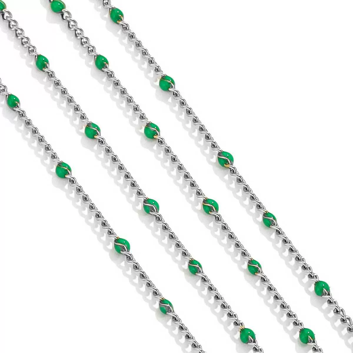 Diy Jewelry Stainless Steel Bead Chain With 18K Gold Enamel Glaze Treatment Round Bead Design - Image 11